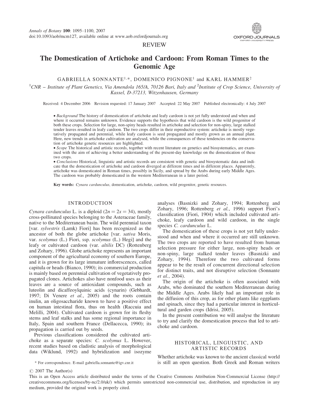 The Domestication of Artichoke and Cardoon: from Roman Times to the Genomic Age