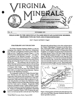FIELD GUIDE to the ORDOVICIAN WALKER MOUNTAIN SANDSTONE MEMBER: PROPOSED TYPE SECTION and OTHER EXPOSURES John T