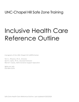 Inclusive Health Care Reference Outline