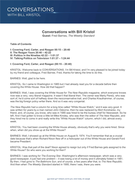 Conversations with Bill Kristol Guest: Fred Barnes, the Weekly Standard