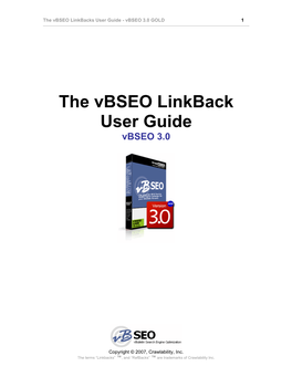 The Vbseo Linkback User Guide Vbseo 3.0