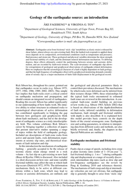 Geology of the Earthquake Source: an Introduction