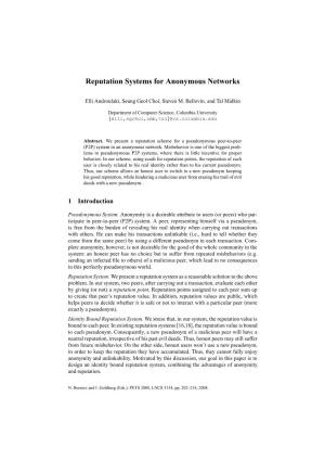 Reputation Systems for Anonymous Networks