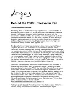 Behind the 2009 Upheaval in Iran