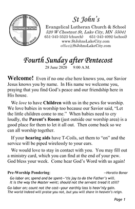 St John's Fourth Sunday After Pentecost