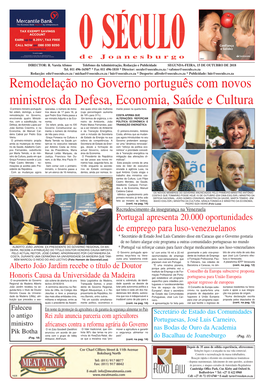 Remodelação No Governo Português Com Novos Ministros Da Defesa