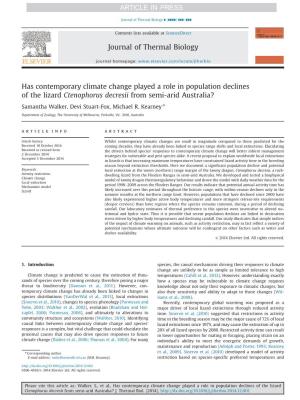 Has Contemporary Climate Change Played a Role in Population Declines of the Lizard Ctenophorus Decresii from Semi-Arid Australia?