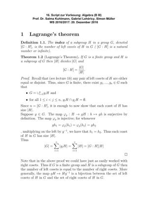 1 Lagrange's Theorem