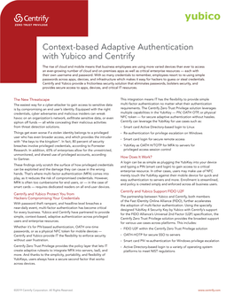Context-Based Adaptive Authentication with Yubico and Centrify