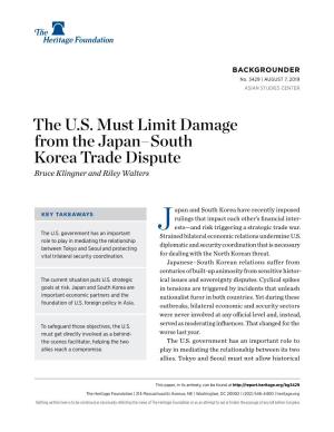 The U.S. Must Limit Damage from the Japan–South Korea Trade Dispute Bruce Klingner and Riley Walters