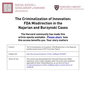 FDA Misdirection in the Najarian and Burzynski Cases