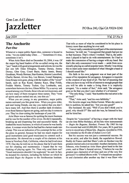 Jazzletter PO Box 240, Qjai CA 93024-0240 Fune 2004 Vol