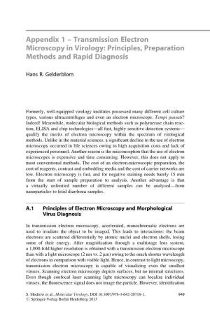 Appendix 1 – Transmission Electron Microscopy in Virology: Principles, Preparation Methods and Rapid Diagnosis