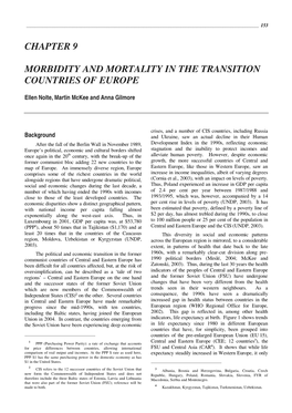 Chapter 9 Morbidity and Mortality in the Transition Countries of Europe