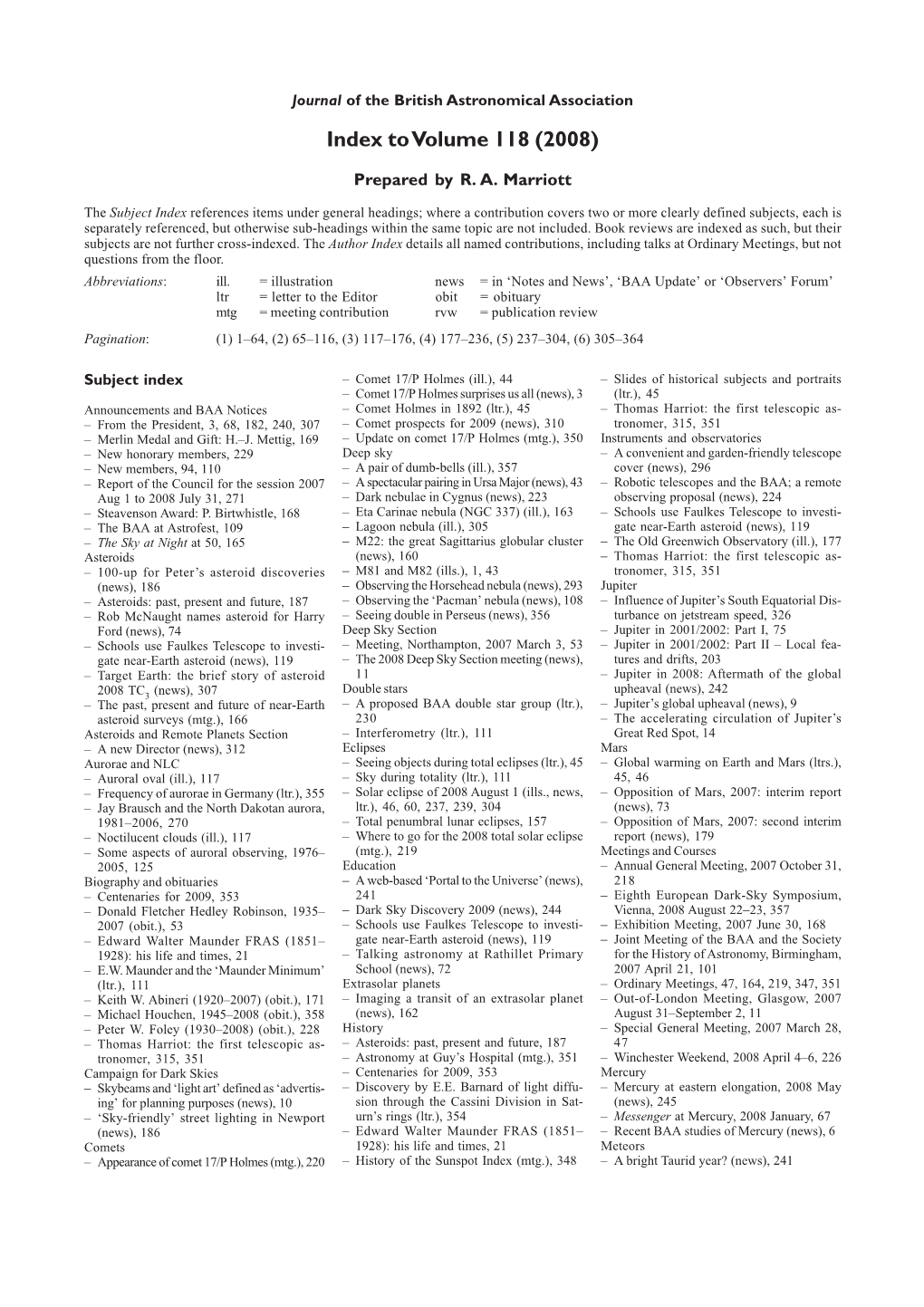 Index to Volume 118 (2008)