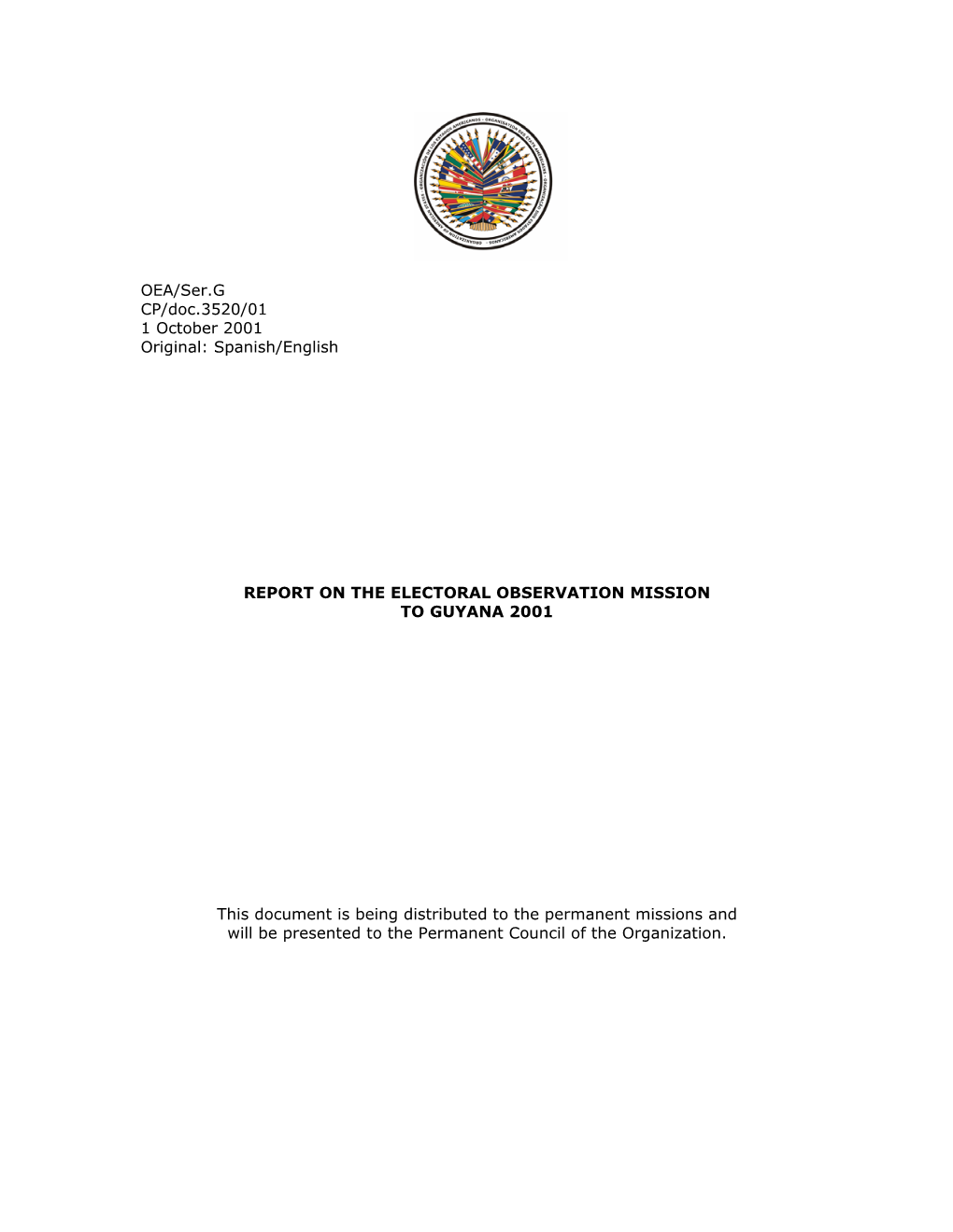 Report on the OAS Electoral Observation Mission to Guyana 2001