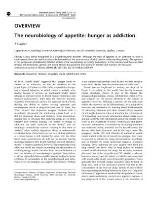 OVERVIEW the Neurobiology of Appetite: Hunger As Addiction