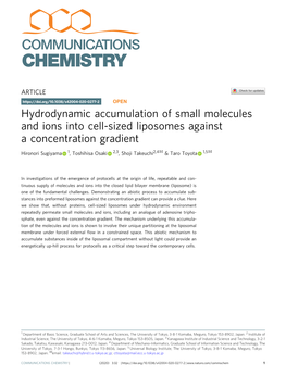 Hydrodynamic Accumulation of Small Molecules and Ions Into Cell-Sized