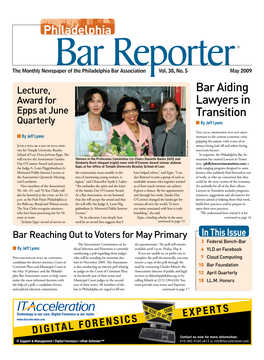 Philadelphia Bar Reporter May 2009 Philadelphiabar.Org Frontline