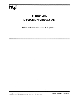 Xenix* 286 Device Driver Guide