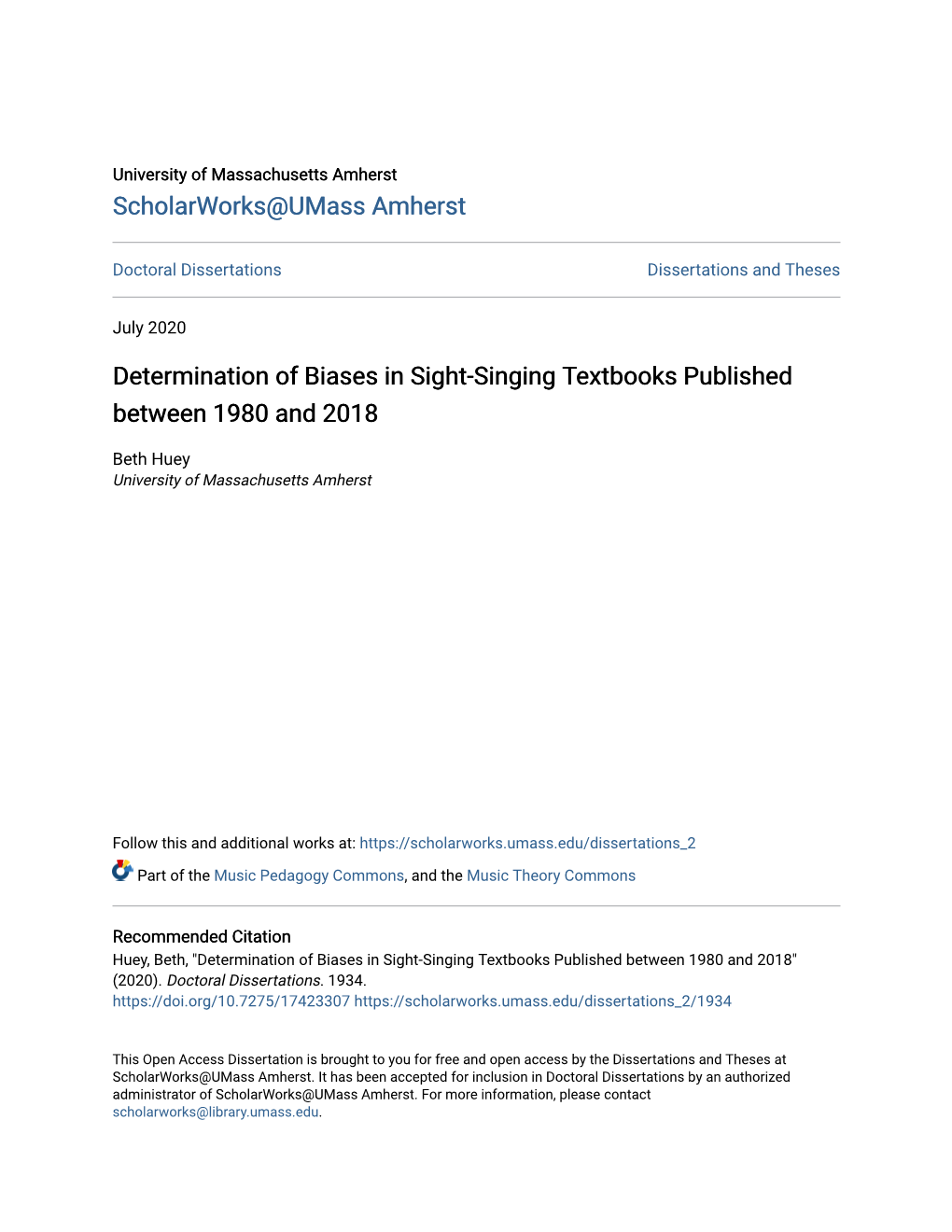 Determination of Biases in Sight-Singing Textbooks Published Between 1980 and 2018