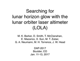 Searching for Lunar Horizon Glow with the Lunar Orbiter Laser Altimeter (LOLA)