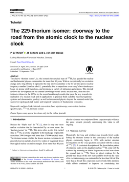 The 229-Thorium Isomer: Doorway to the Road from the Atomic Clock to the Nuclear Clock