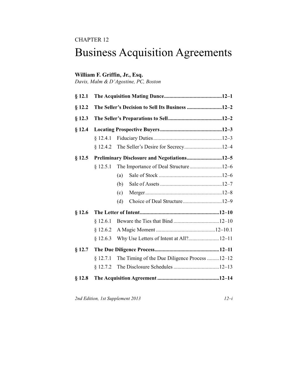 Business Aquisition Agreements