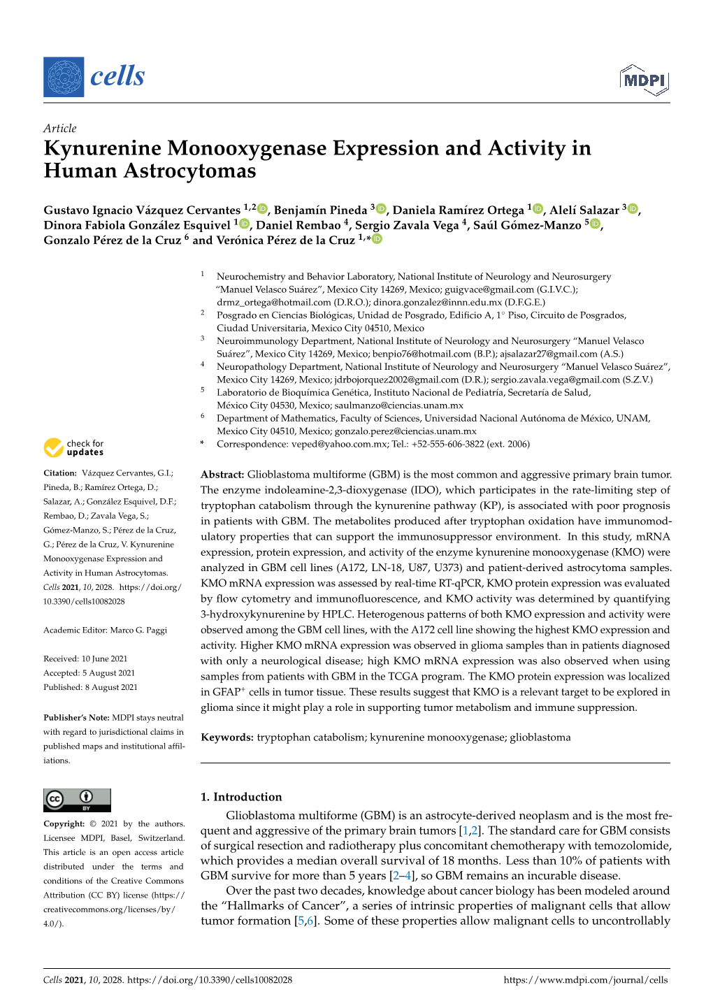Kynurenine Monooxygenase Expression and Activity in Human Astrocytomas