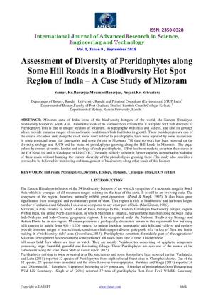 Assessment of Diversity of Pteridophytes Along Some Hill Roads in a Biodiversity Hot Spot Region of India – a Case Study of Mizoram