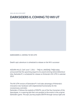Darksiders Ii, Coming to Wii Ut
