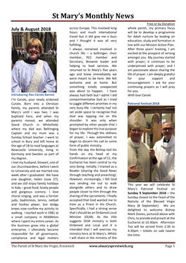 St Mary's Monthly News