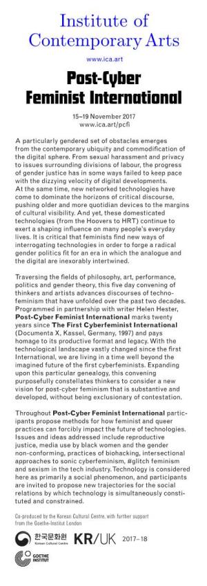 Post-Cyber Feminist International 15–19 November 2017