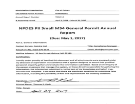 2017 Annual Report | NPDES Phase II Small MS4 General Permit