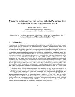 Measuring Surface Currents with Surface Velocity Program Drifters: the Instrument, Its Data, and Some Recent Results