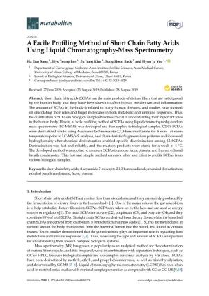 A Facile Profiling Method of Short Chain Fatty Acids Using Liquid