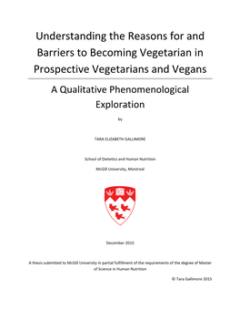 Understanding the Reasons for and Barriers to Becoming Vegetarian in Prospective Vegetarians and Vegans a Qualitative Phenomenological Exploration