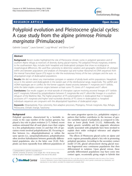 Polyploid Evolution and Pleistocene Glacial Cycles: a Case Study from the Alpine Primrose Primula Marginata (Primulaceae)
