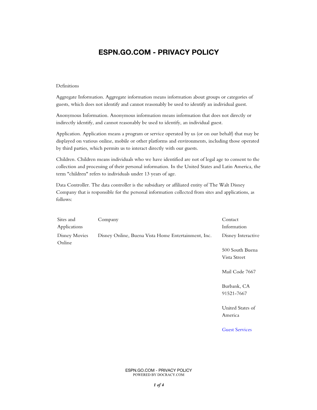 Espn.Go.Com - Privacy Policy
