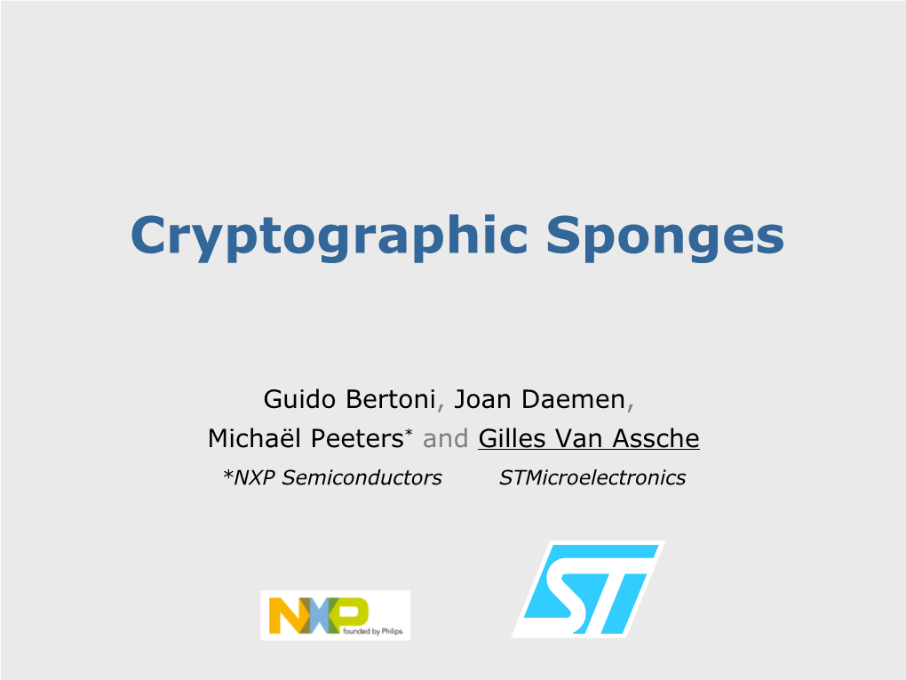 Cryptographic Sponges