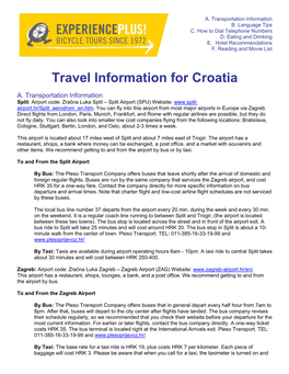 Travel Information for Croatia