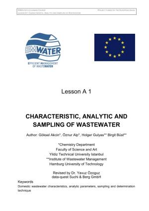 Lesson a 1 CHARACTERISTIC, ANALYTIC and SAMPLING OF