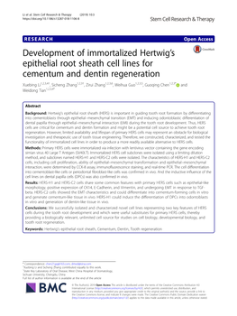 Development of Immortalized Hertwig's Epithelial Root Sheath Cell