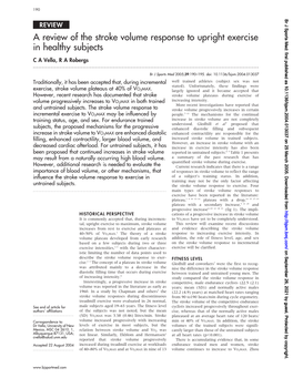 A Review of the Stroke Volume Response to Upright Exercise in Healthy Subjects