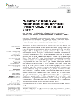 Modulation of Bladder Wall Micromotions Alters Intravesical Pressure Activity in the Isolated Bladder