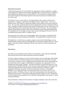 Desk-Based Assessment a Desk-Based Assessment of Records Held by the Organisations Listed in Appendix 1, Together with an Apprai