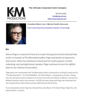 Steven Page | Mental Health Advocate | Canadian