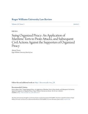 Suing Organized Piracy: an Application of Maritime Torts To