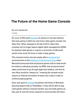 The Future of the Home Game Console