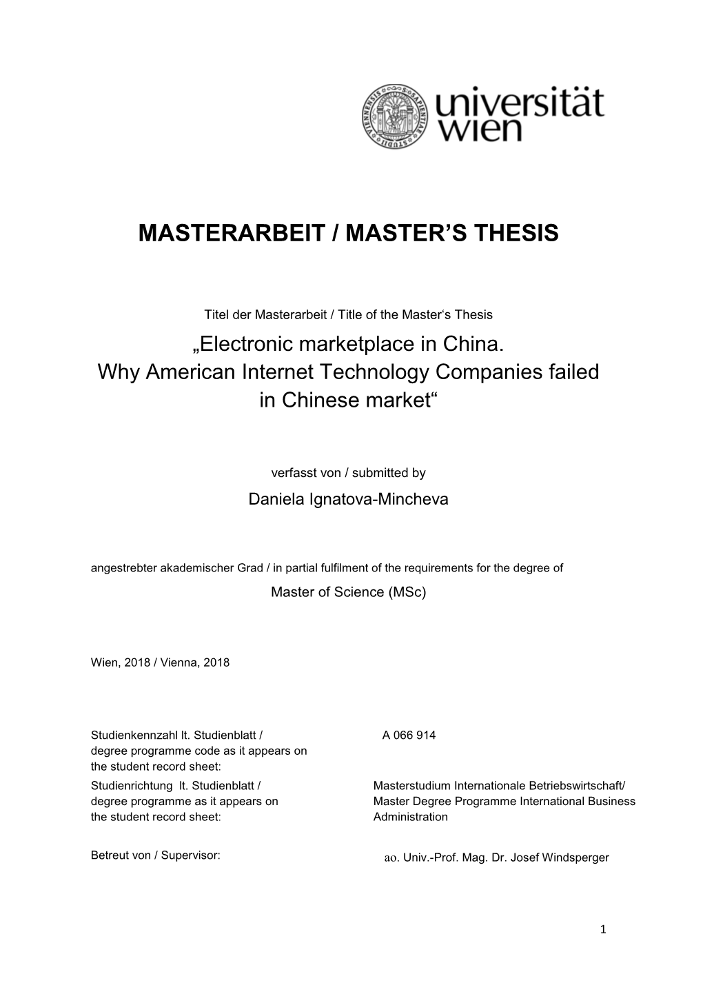 Masterarbeit / Master's Thesis